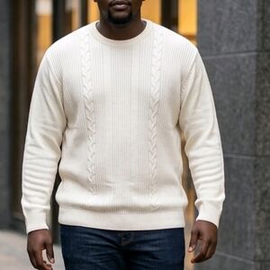 Concepts by Claiborne Mens Elegant Cream Cable Knit Sweater